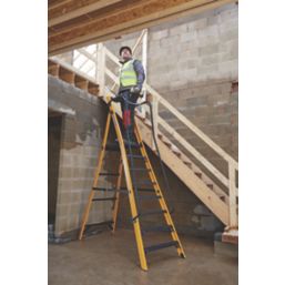 Werner Fibreglass 2.55m 8 Step Platform Step Ladder With Handrail