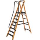 Werner Fibreglass 2.55m 8 Step Platform Step Ladder With Handrail