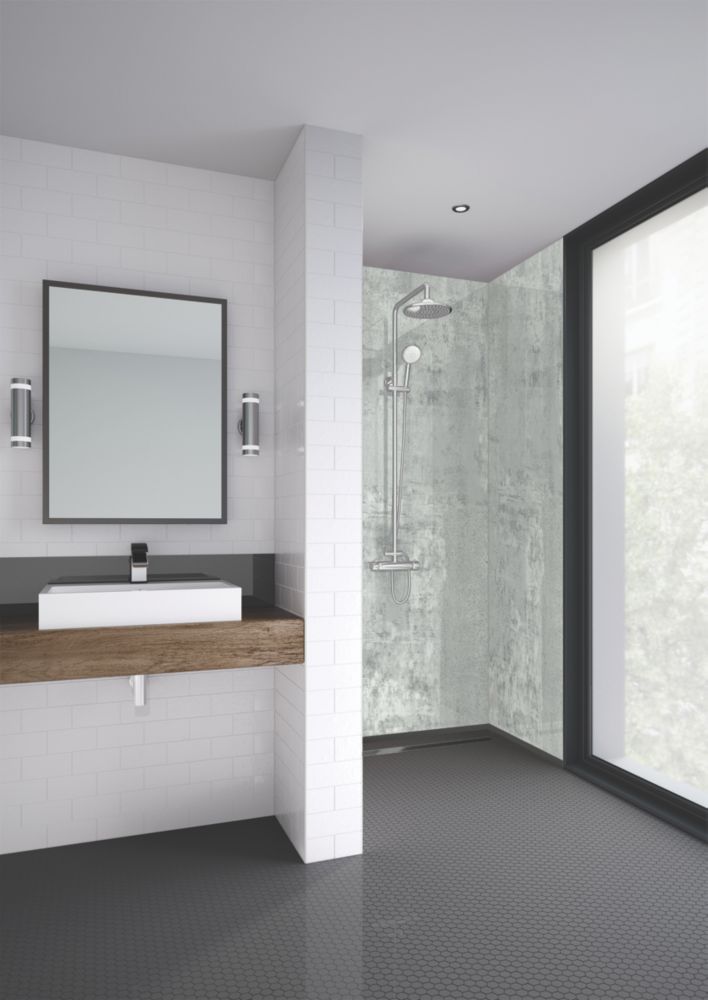 Splashwall Elite Light Stone Bathroom Wall Panel Matt Grey 1210mm x 2420mm x 11mm