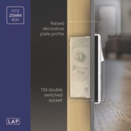 LAP  13A 1-Gang SP Switched Socket + 3A 18W 2-Outlet Type A & C USB Charger Polished Chrome with White Inserts