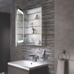 Sensio Belle 1-Door Dual Lit Mirror Cabinet With 810lm LED Light Silver Effect 500mm x 140mm x 700mm
