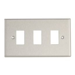 Contactum iConic 3-Module Grid Faceplate Brushed Steel