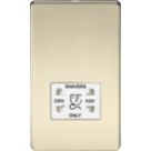 Knightsbridge  2-Gang Dual Voltage Shaver Socket 115 V / 230V Polished Brass with White Inserts