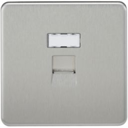 Knightsbridge  1-Gang RJ45 Ethernet Socket Brushed Chrome