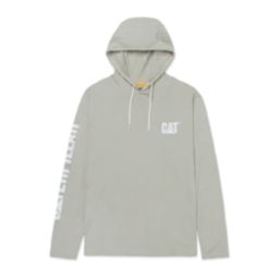 CAT  Long Sleeve Hooded T-Shirt Beige Medium 38" Chest