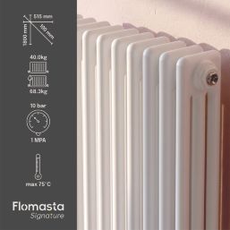 Flomasta 1800mm x 515mm 6215BTU White Vertical 3 Column Radiator