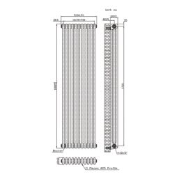 Flomasta 1800mm x 515mm 6215BTU White Vertical 3 Column Radiator
