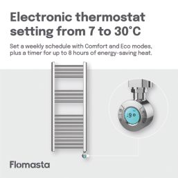 Flomasta 1000mm x 400mm 853BTU Chrome Flat Electric Towel Radiator