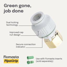 Flomasta  Plastic Push-Fit Straight Tap Connectors 15mm x 1/2" 2 Pack