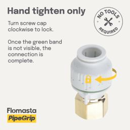 Flomasta  Plastic Push-Fit Straight Tap Connectors 15mm x 1/2" 2 Pack