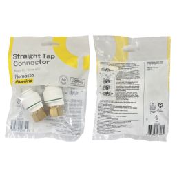 Flomasta  Plastic Push-Fit Straight Tap Connectors 15mm x 1/2" 2 Pack