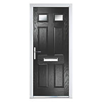 Crystal  6-Panel 2-Light RH Black Composite Front Door 2090 x 920mm