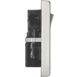 Knightsbridge  13A 2-Gang DP Switched Socket + 4.0A 18W 2-Outlet Type A & C USB Charger Brushed Chrome with Black Inserts