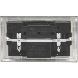 Knightsbridge  13A 2-Gang DP Switched Socket + 4.0A 18W 2-Outlet Type A & C USB Charger Brushed Chrome with Black Inserts