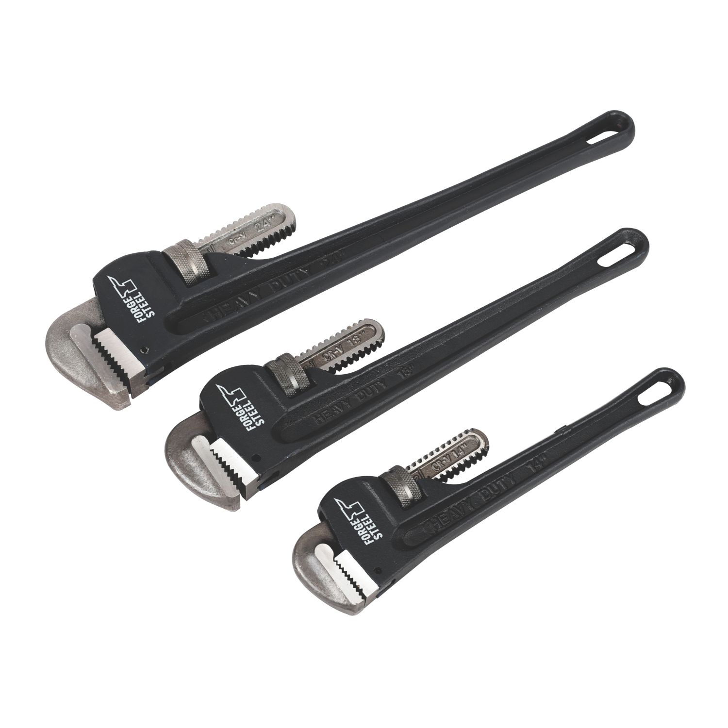 Forge Steel Pipe Wrench Set 3 Pieces (876XG)