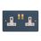 Varilight  13A 2-Gang 2-Pole Switched Socket Midnight Blue  with White Inserts