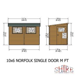 Shire Norfolk 10' x 6' (Nominal) Pent Tongue & Groove Timber Workshop