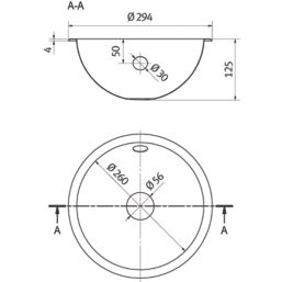 Rondo Under-Mounted or Inset Vanity Basin No Tap Holes 294mm