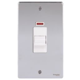 Schneider Electric Ultimate Low Profile 50A 2-Gang DP Control Switch Polished Chrome with Neon with White Inserts