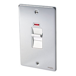 Schneider Electric Ultimate Low Profile 50A 2-Gang DP Control Switch Polished Chrome with Neon with White Inserts