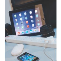 Masterplug 13A 6-Gang Switched Surge-Protected Extension Lead  1m