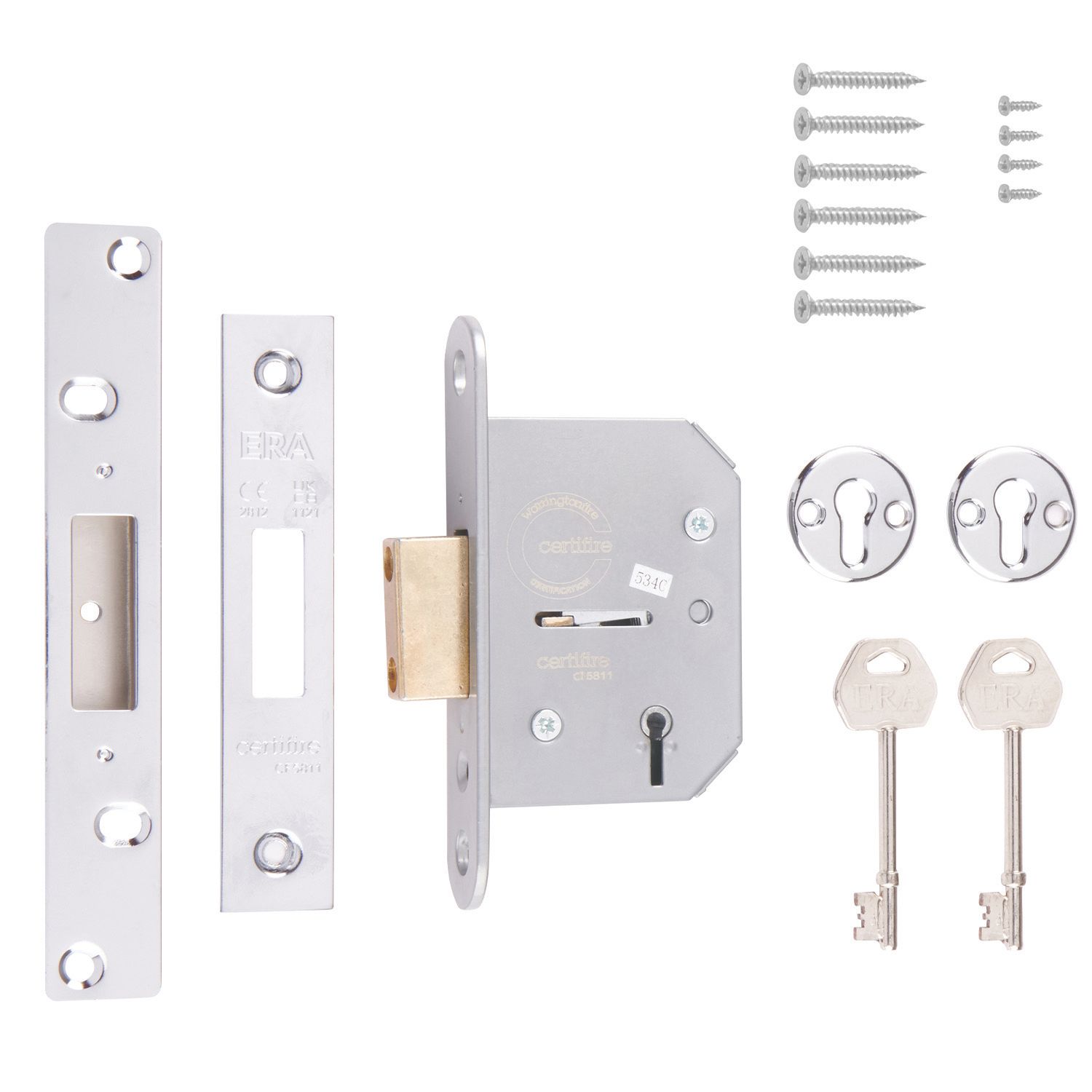 ERA 5 Lever Chrome Mortice Deadlock 64mm Case - 44mm Backset (8777V)