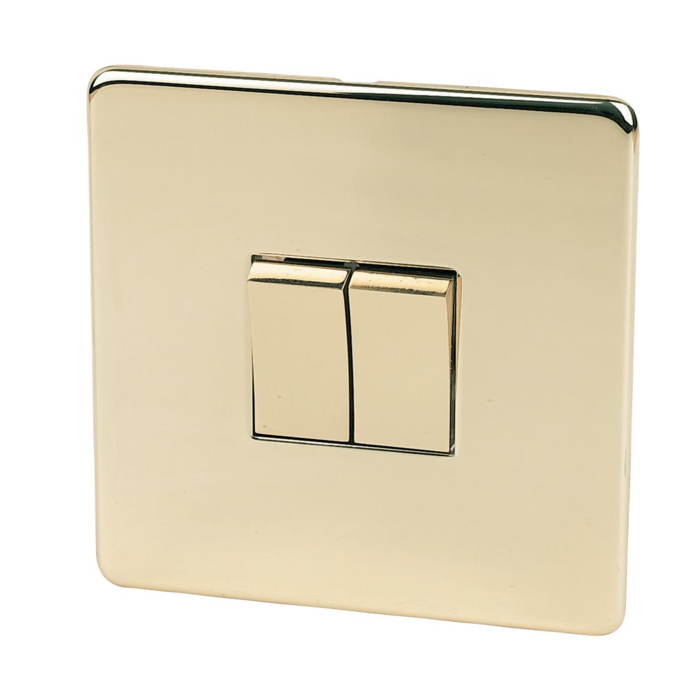 Crabtree Platinum 10AX 2-Gang 2-Way Light Switch  Polished Brass