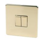 Crabtree Platinum 10AX 2-Gang 2-Way Light Switch  Polished Brass