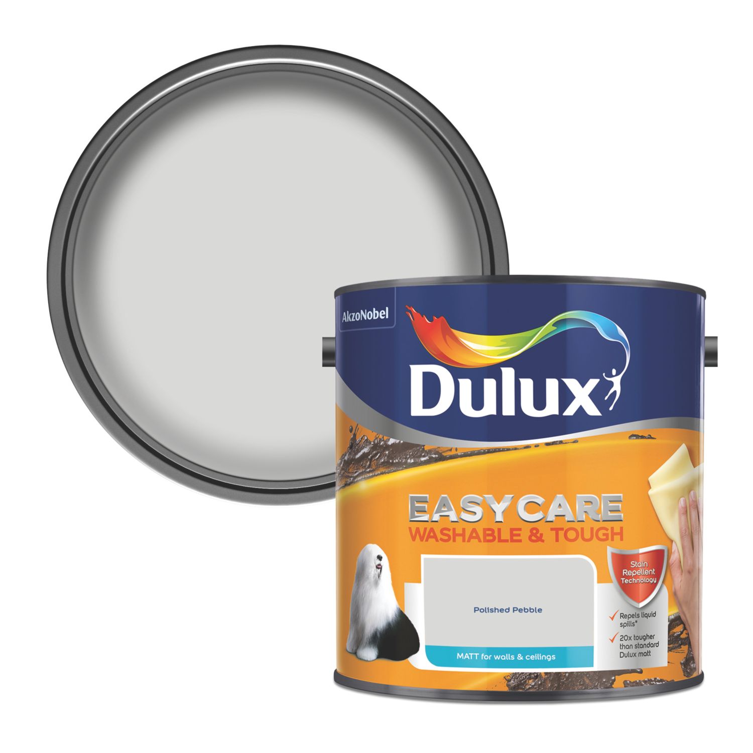 Dulux EasyCare Washable & Tough 2.5Ltr Polished Pebble Matt Emulsion Paint (8778T)