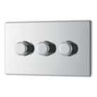 Refurb LAP  3-Gang 2-Way LED Dimmer Switch  Polished Chrome with Colour-Matched Inserts