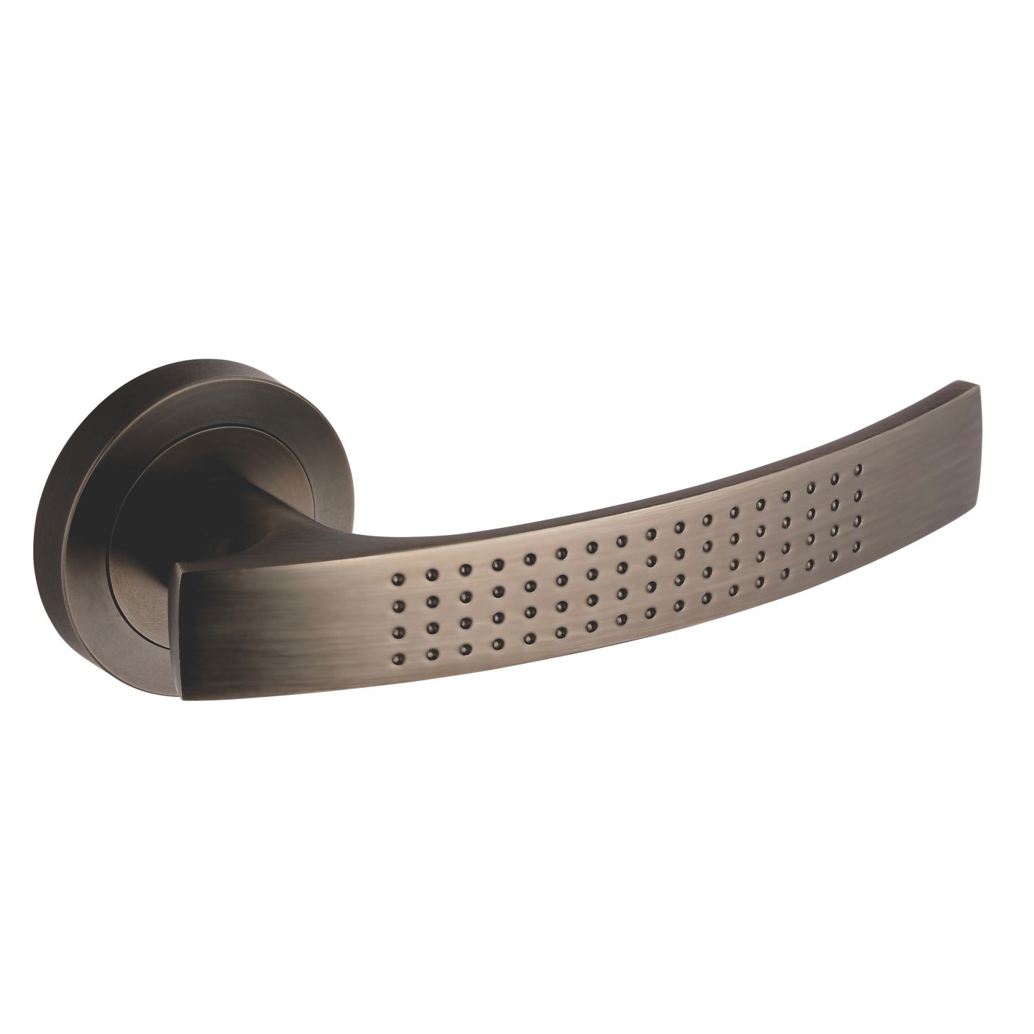 Smith & Locke Compton Fire Rated Lever on Rose Door Handles Pair Pearl Grey (877HY)