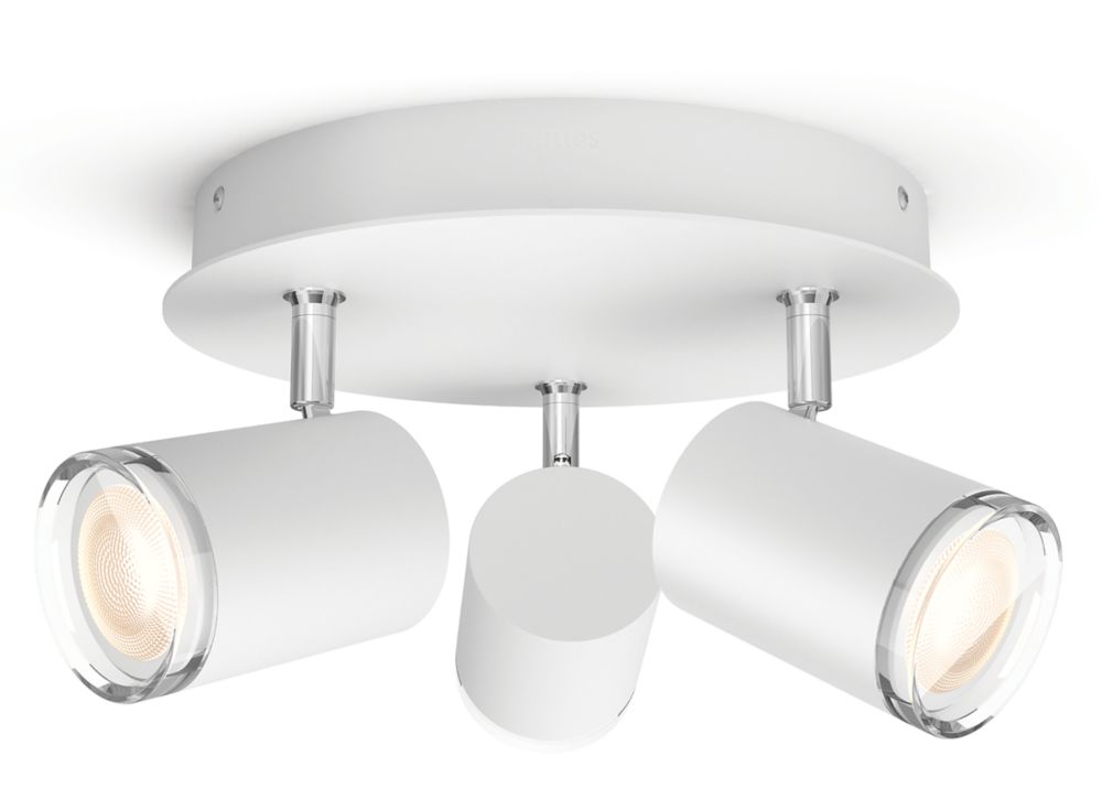 Philips Hue Ambiance Adore LED Round 3 Light Smart Triple Bathroom Spotlight White 5W 350lm Screwfix