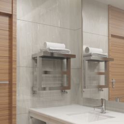 Time 440mm x 460mm 891BTU Silver Flat Designer Towel Radiator