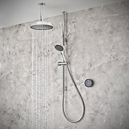 Mira Platinum Gravity-Pumped Ceiling-Fed Black / Chrome Thermostatic Wireless Dual Outlet Digital Mixer Shower