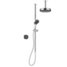 Mira Platinum Gravity-Pumped Ceiling-Fed Black/Chrome Thermostatic Wireless Dual Outlet Digital Mixer Shower