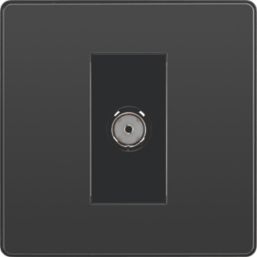 British General Evolve 1-Gang Coaxial TV / FM Socket Black with Black Inserts