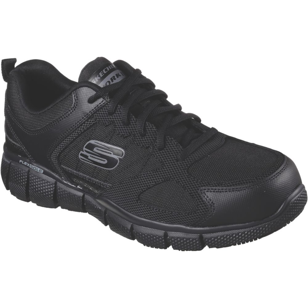 Skechers Telfin Sanphet Size 6 Black Occupational Work Trainers - Screwfix