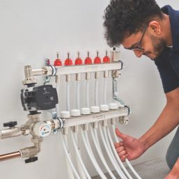 JG Underfloor 6 Port LowFit Heating Manifold Brushed Steel