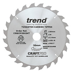 Trend CraftPo CSB/CC25024T Wood Crosscut Circular Saw Blade 250mm x 30mm 24T