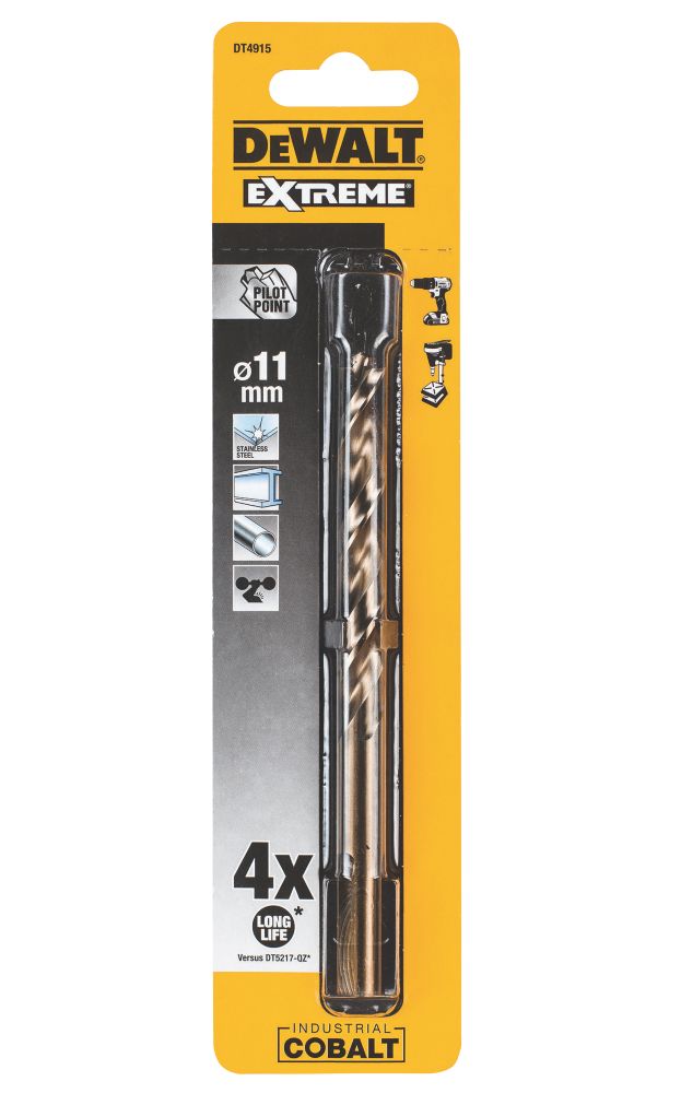 DeWalt DT4915 QZ Hex Shank Cobalt HSS Drill Bits 11mm x 142mm