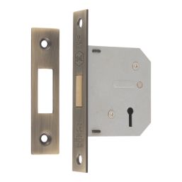 Smith & Locke  3 Lever Antique Brass Deadlock 65mm Case - 44mm Backset