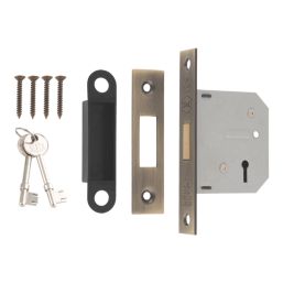 Smith & Locke  3 Lever Antique Brass Deadlock 65mm Case - 44mm Backset
