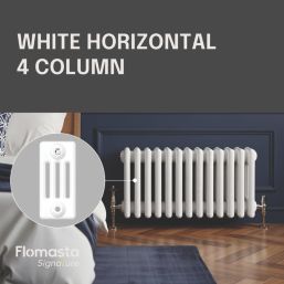 Flomasta 300mm x 605mm 1768BTU White Horizontal 4 Column Radiator