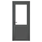 Crystal  1-Panel 1-Clear Light Right-Hand Opening Anthracite Grey uPVC Back Door 2090mm x 840mm