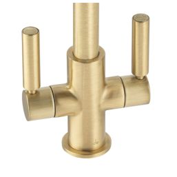 Abode Globe Quad Dual-Lever Mono Mixer Kitchen Tap Brushed Brass