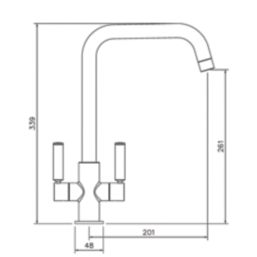 Abode Globe Quad Dual-Lever Mono Mixer Kitchen Tap Brushed Brass