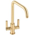 Abode Globe Quad Dual-Lever Mono Mixer Kitchen Tap Brushed Brass