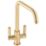 Abode Globe Quad Dual-Lever Mono Mixer Kitchen Tap Brushed Brass