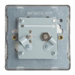 Contactum Lyric 2-Gang Coaxial TV & F-Type Satellite Socket Brushed Steel with White Inserts