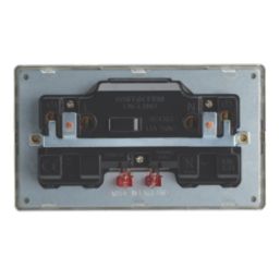 Contactum Lyric 13A 2-Gang DP Switched Socket Outlet Brushed Steel with Neon with Black Inserts